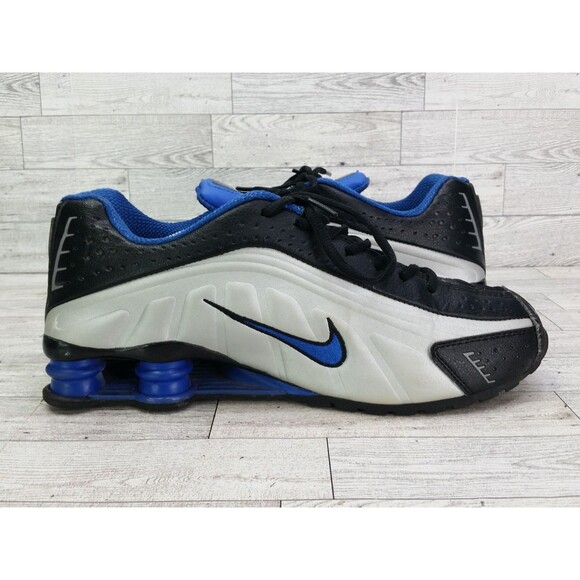 Men's Nike Shox R4 Retro Sneakers Silver Blue Black Shoes BV1111-100 Sz 10 2018 - Picture 9 of 13